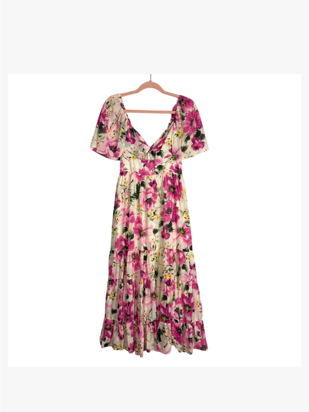 ABERCROMBIE & FITCH FLORAL FRONT CUTOUT LINED DRESS - Picture 3 of 6